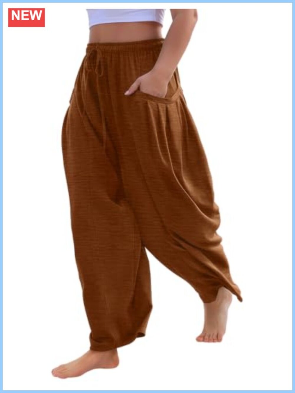 Wide Leg Palazzo Pants High Rise Drawstring Pockets Casual Loose